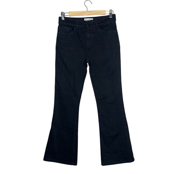Nili Lotan Celia Flare Jeans Black Stretch Denim Mid Rise Designer Pants 0 - Picture 1 of 8